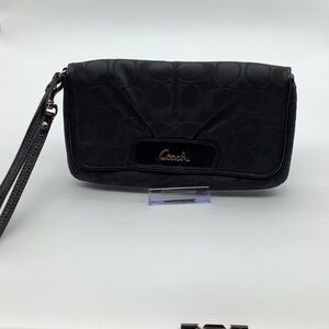Coach Signature Black Wristlet Clutch